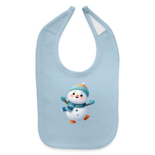 Joyful Cartoon Snowman Arms Up - Baby Bib
