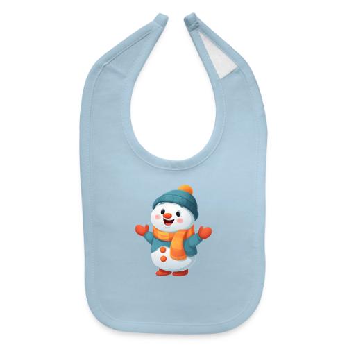 Joyful Cartoon Snowman with Winter Outfit - Baby Bib