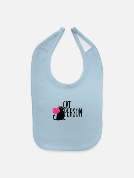Cat Person - Baby Bib - light blue - Front