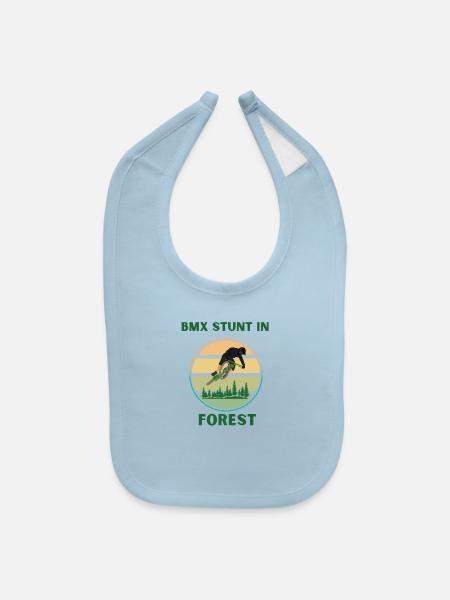 bmx stunt in forest - Baby Bib - light blue - Front