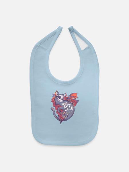 Mostly Evil Cat - Baby Bib - light blue - Front