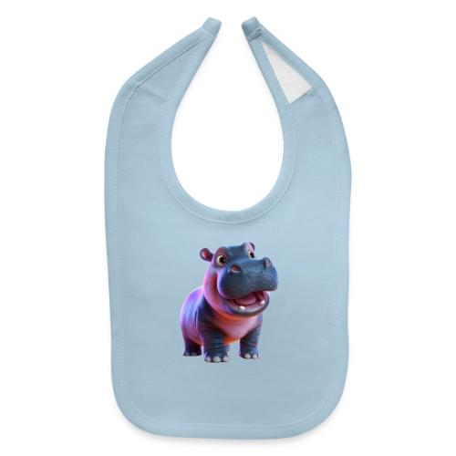 Smiling Cartoon Baby Hippo Standing - Baby Bib