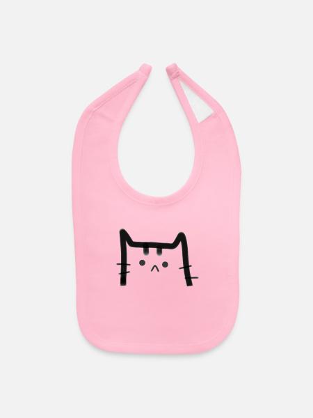 Sad Cat - Baby Bib - light pink - Front