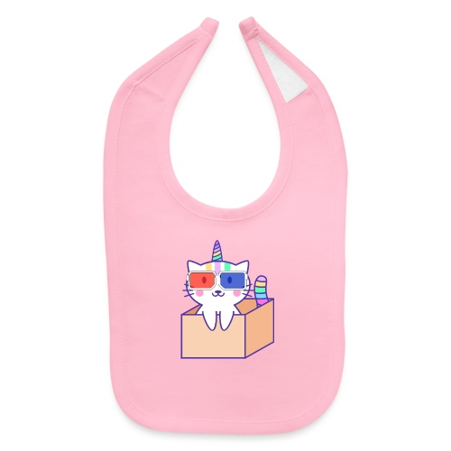 Unicorn cat with 3D glasses doing Vision Therapy! - Baby Bib