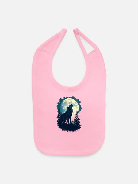 Wolf - Baby Bib - light pink - Front