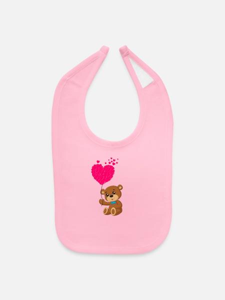 Teddy bear with a heart - Baby Bib - light pink - Front