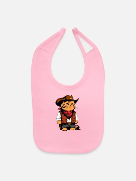 Meowtown sheriff - Baby Bib - light pink - Front