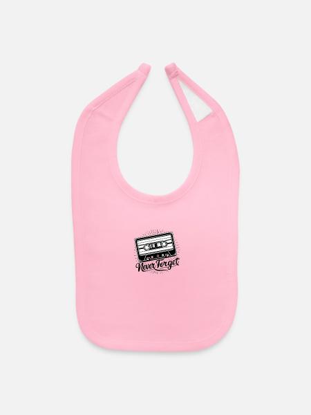 a cassette tape never forget - Baby Bib - light pink - Front