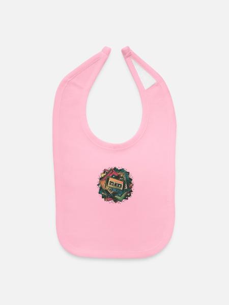 cassette tapes - Baby Bib - light pink - Front