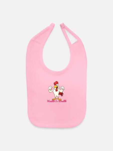 Health Is Wealth - Baby Bib - light pink - Front