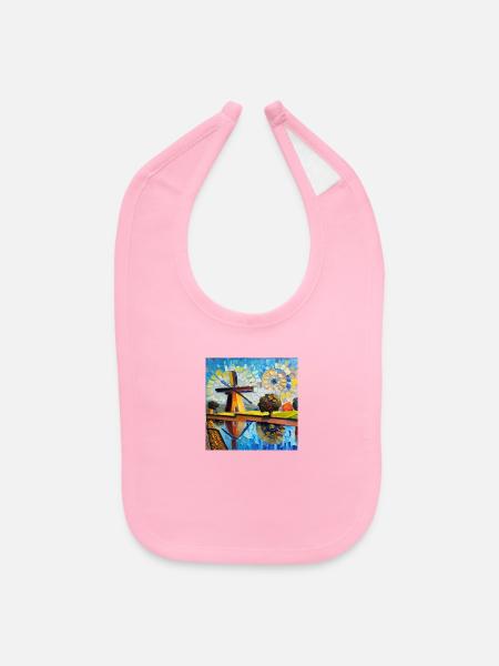 Watermill and modern art - Baby Bib - light pink - Front