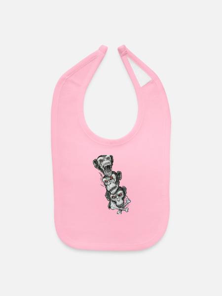 3 monkey no evil - Baby Bib - light pink - Front