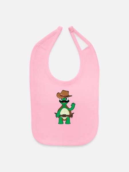 Funny Cowboy Turtle Sheriff - Baby Bib - light pink - Front
