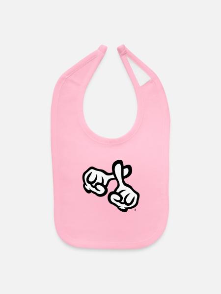 Crossed Fingers (Cross, Bible, Religion / POS 2C) - Baby Bib - light pink - Front