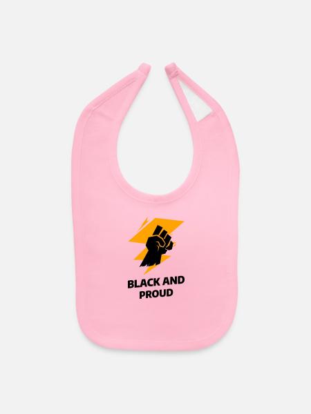 Black and Proud - Baby Bib - light pink - Front