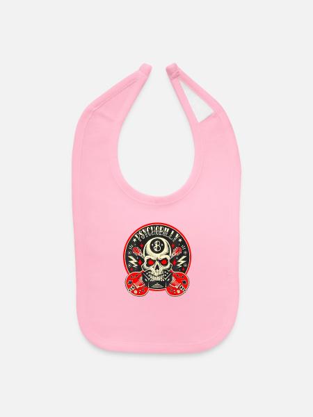 Rockabilly Skull Clothing Psychobilly Vintage - Baby Bib - light pink - Front