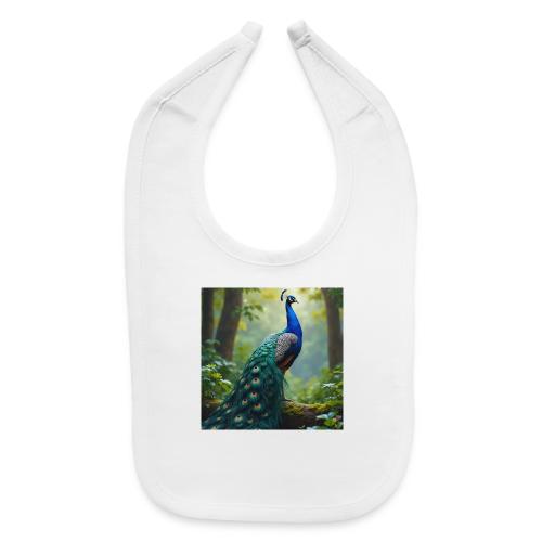 Majestic Peacock in Enchanted Forest - Baby Bib
