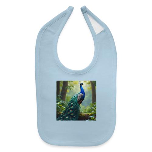 Majestic Peacock in Enchanted Forest - Baby Bib