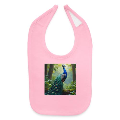 Majestic Peacock in Enchanted Forest - Baby Bib