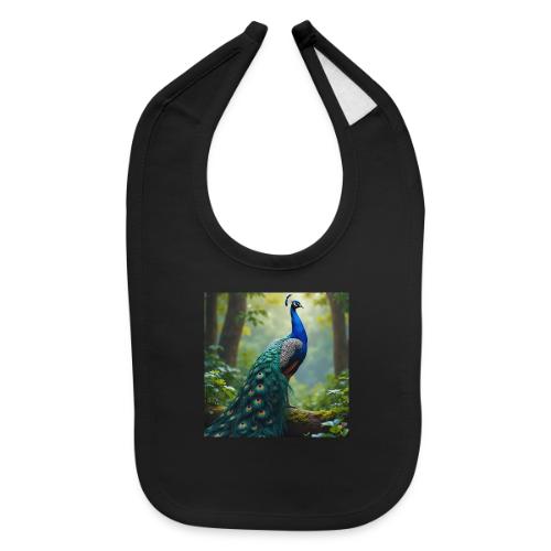 Majestic Peacock in Enchanted Forest - Baby Bib