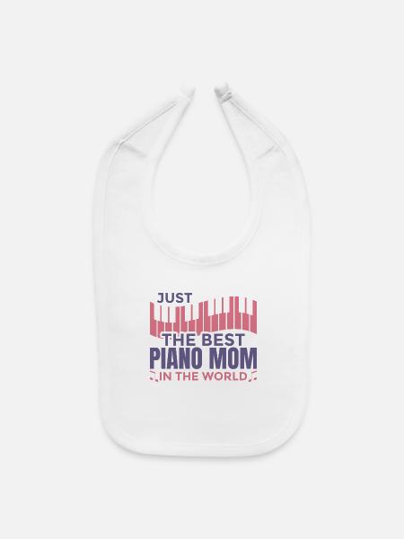 Coolest Piano Mom - Baby Bib - white - Front
