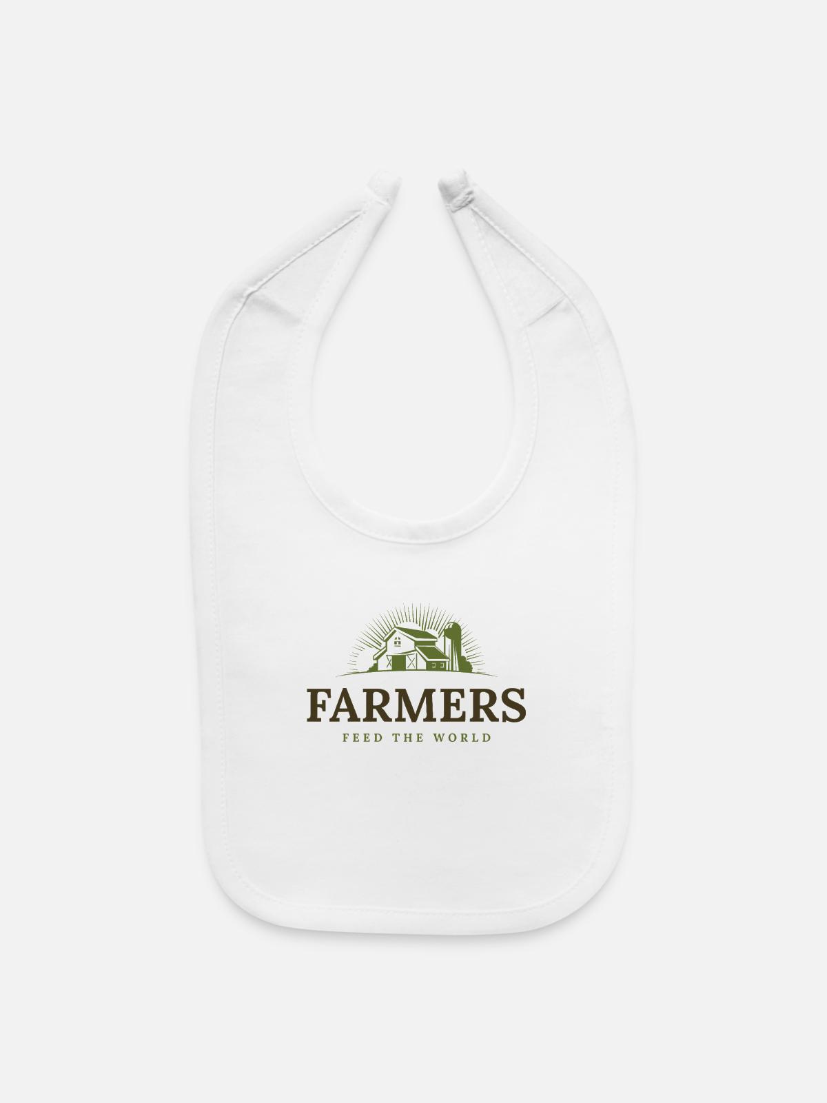 Farmers Sunburst Barn Emblem - Baby Bib - white - Front