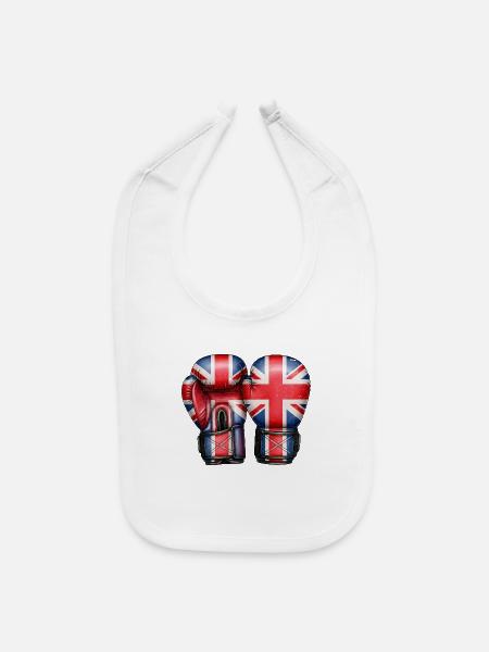 UK Boxing Gloves - Baby Bib - white - Front