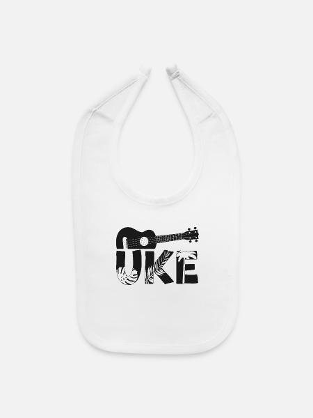 Hawaiian Ukulele Uke Uke - Baby Bib - white - Front