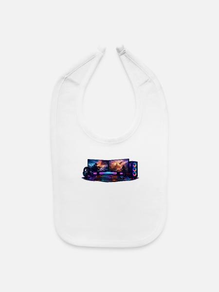 Neon Dual Monitor Combat Setup - Baby Bib - white - Front