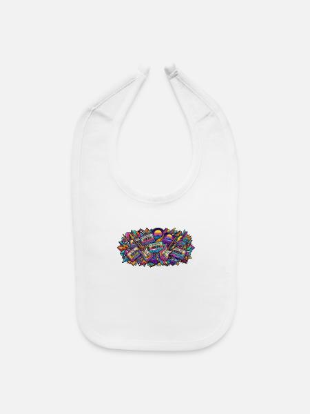 Retro Neon Guitar Mashup - Baby Bib - white - Front
