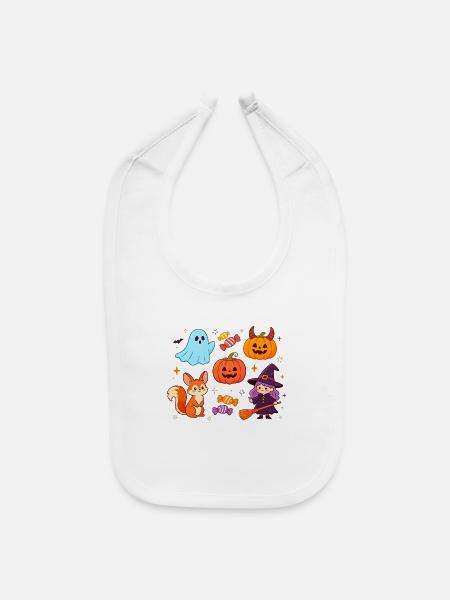 Cute Halloween Family – Spooky & Sweet - Baby Bib - white - Front