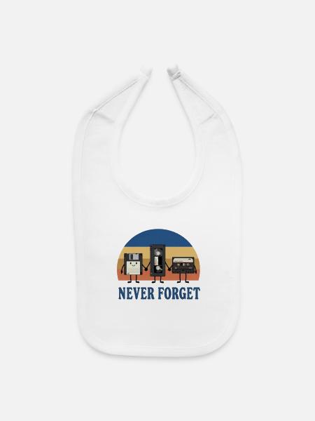 Never Forget Retro Tape Trio - Baby Bib - white - Front