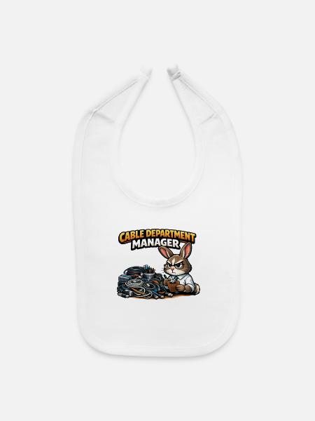 Cable Department Manager Bunny - Baby Bib - white - Front