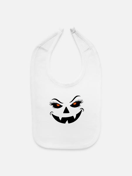 Jack-O-Lantern - Spooky Halloween Face - Baby Bib - white - Front