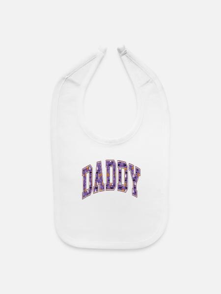 Daddy Halloween Varsity Spooky Pattern Art - Baby Bib - white - Front
