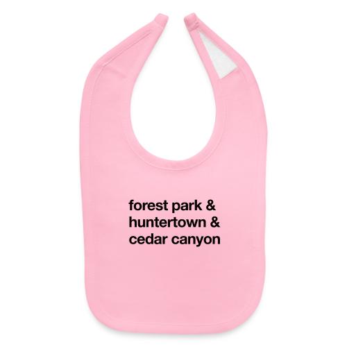 1 Church 3 Locations Black - Baby Bib
