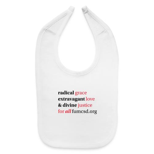 Grace. Love. Justice. serif font - Baby Bib