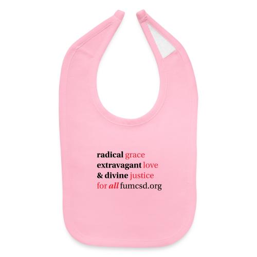 Grace. Love. Justice. serif font - Baby Bib