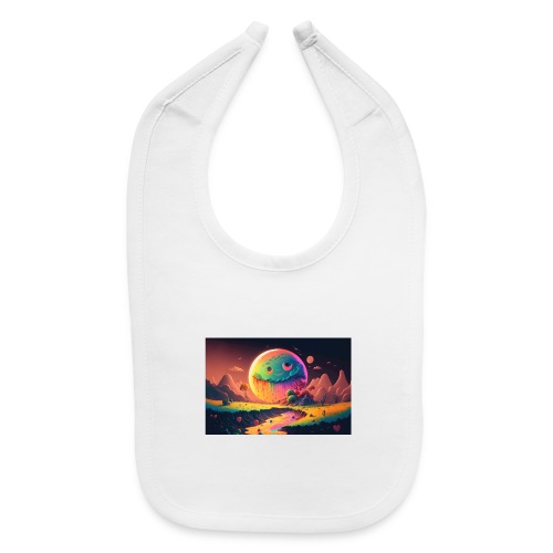 Spooky Smiling Moon Mountainscape - Psychedelia - Baby Bib