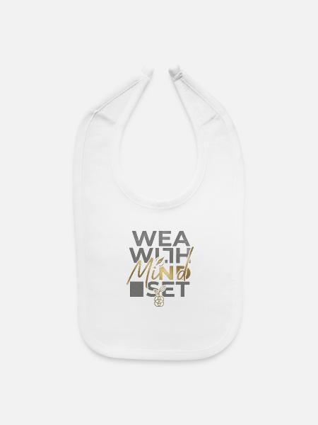 Wealth Mindset Metallic Script - Baby Bib - white - Front