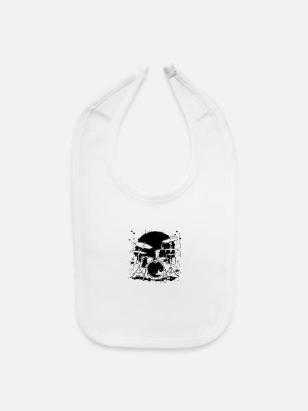 Drum Kit Graphic - Baby Bib - white - Front
