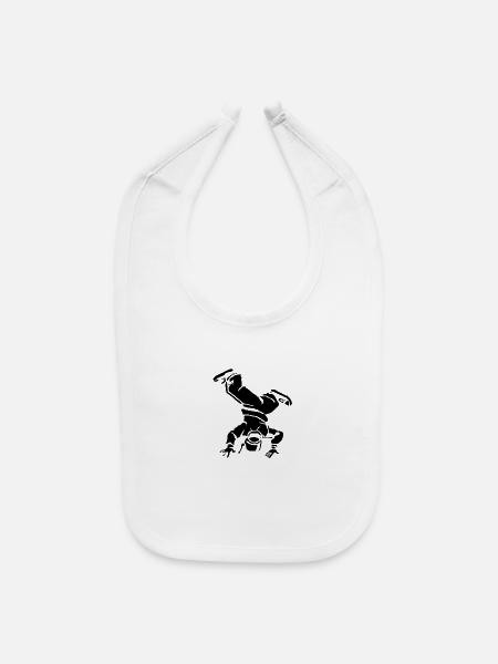 Breakdancer Drawing - Baby Bib - white