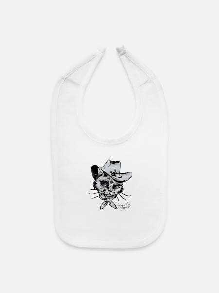 Cat Sheriff in Cowboy Hat - Baby Bib - white - Front