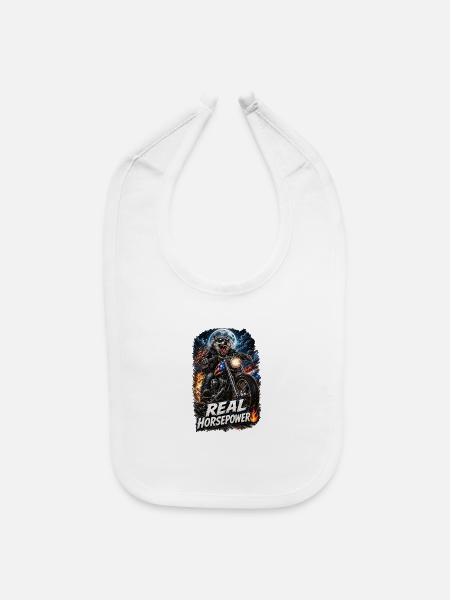 Real Horsepower Wolf Rider - Baby Bib - white - Front