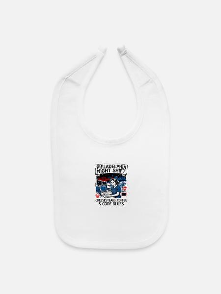 Philadelphia Night Shift Cheesesteaks Coffee Code - Baby Bib - white - Front
