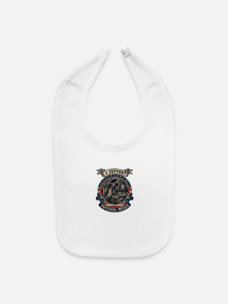 I Support Physical Media - Baby Bib - white - Front