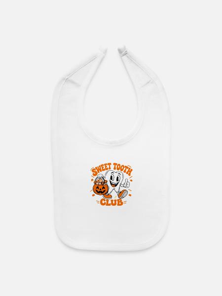 Sweet Tooth Club Halloween Trick Or Treat Candy - Baby Bib - white - Front