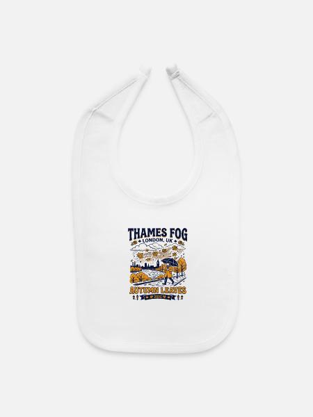 Thames Fog London UK Autumn Leaves - Baby Bib - white - Front