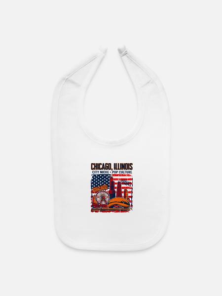 City Chicago Illinois American Flag Skyline - Baby Bib - white - Front