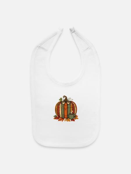 Halloween Fall Reading Pumpkin Book Teacher  - Baby Bib - white - Front
